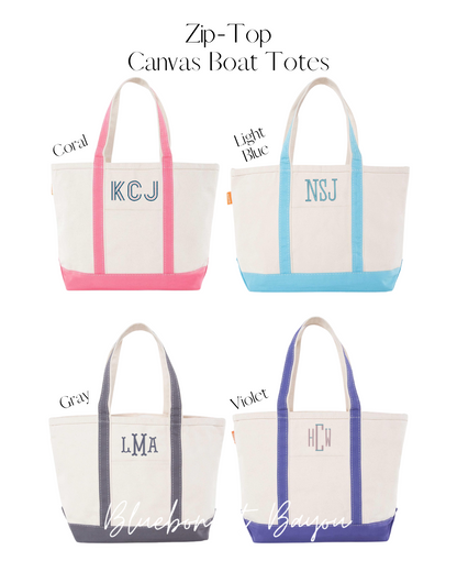 Medium Zip-Top Canvas Tote Bag