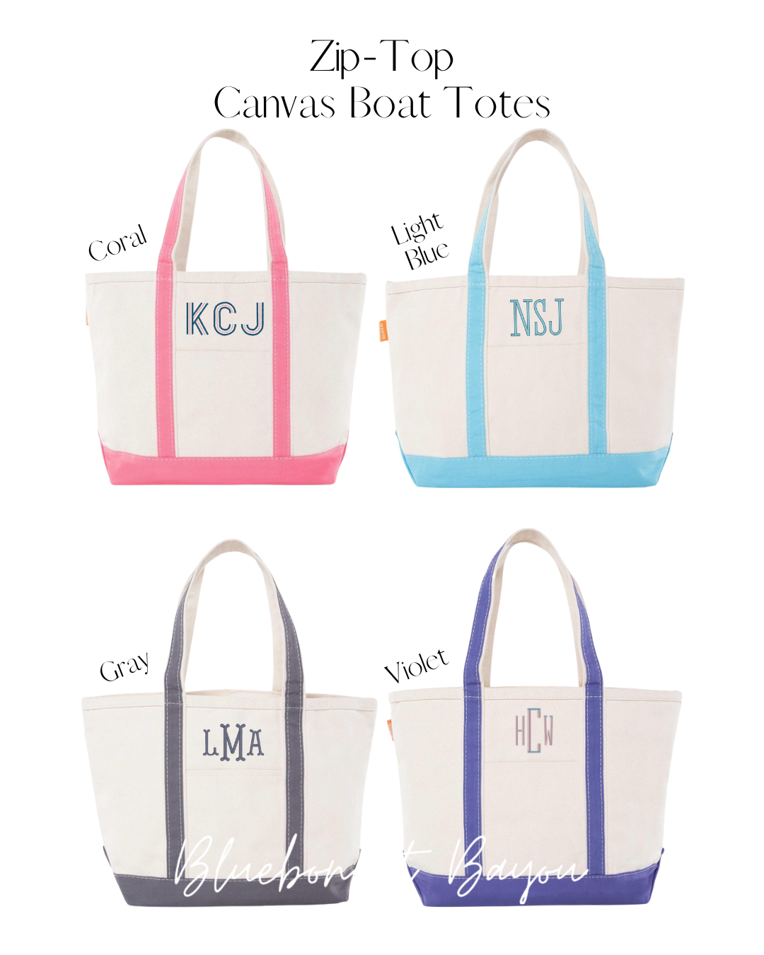 Large Zip-Top Canvas Tote Bag