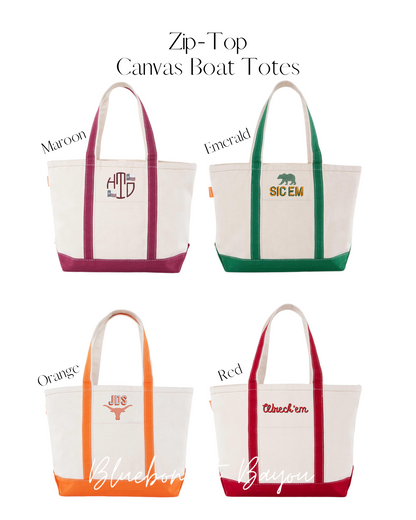 Medium Zip-Top Canvas Tote Bag