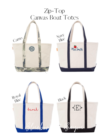 Medium Zip-Top Canvas Tote Bag