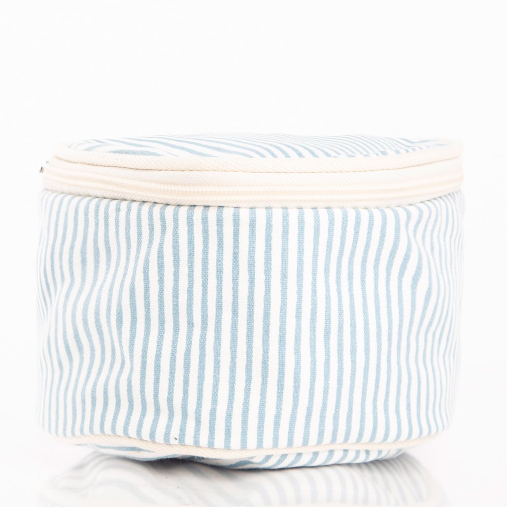 Round Striped Canvas Pouch