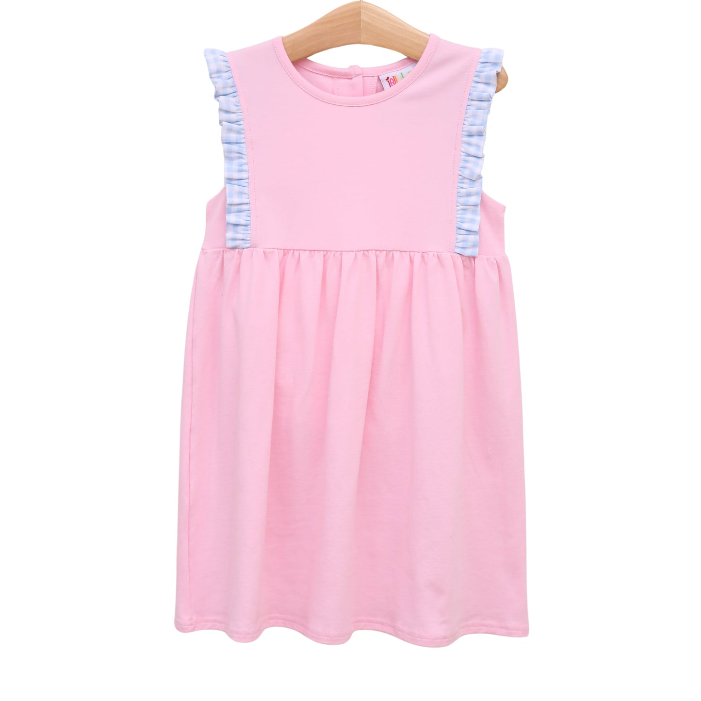 Evie Dress - Light Blue + Pink Gingham