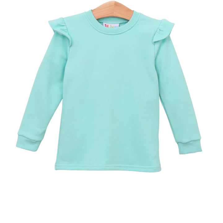 French Terry Flutter Pullover - Mint