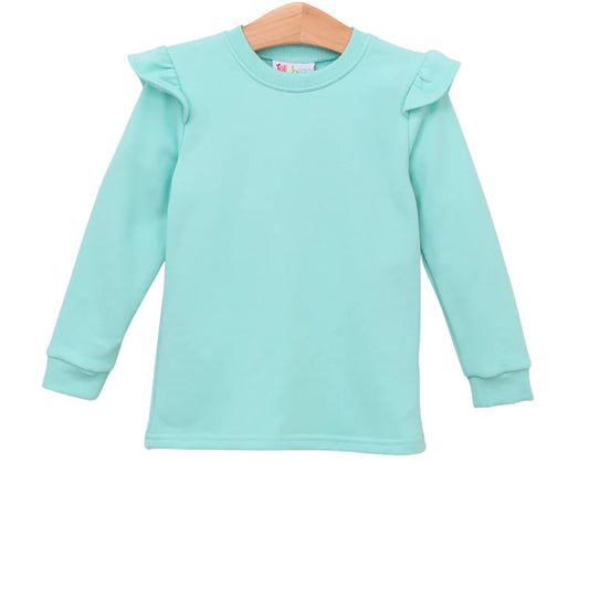 French Terry Flutter Pullover - Mint