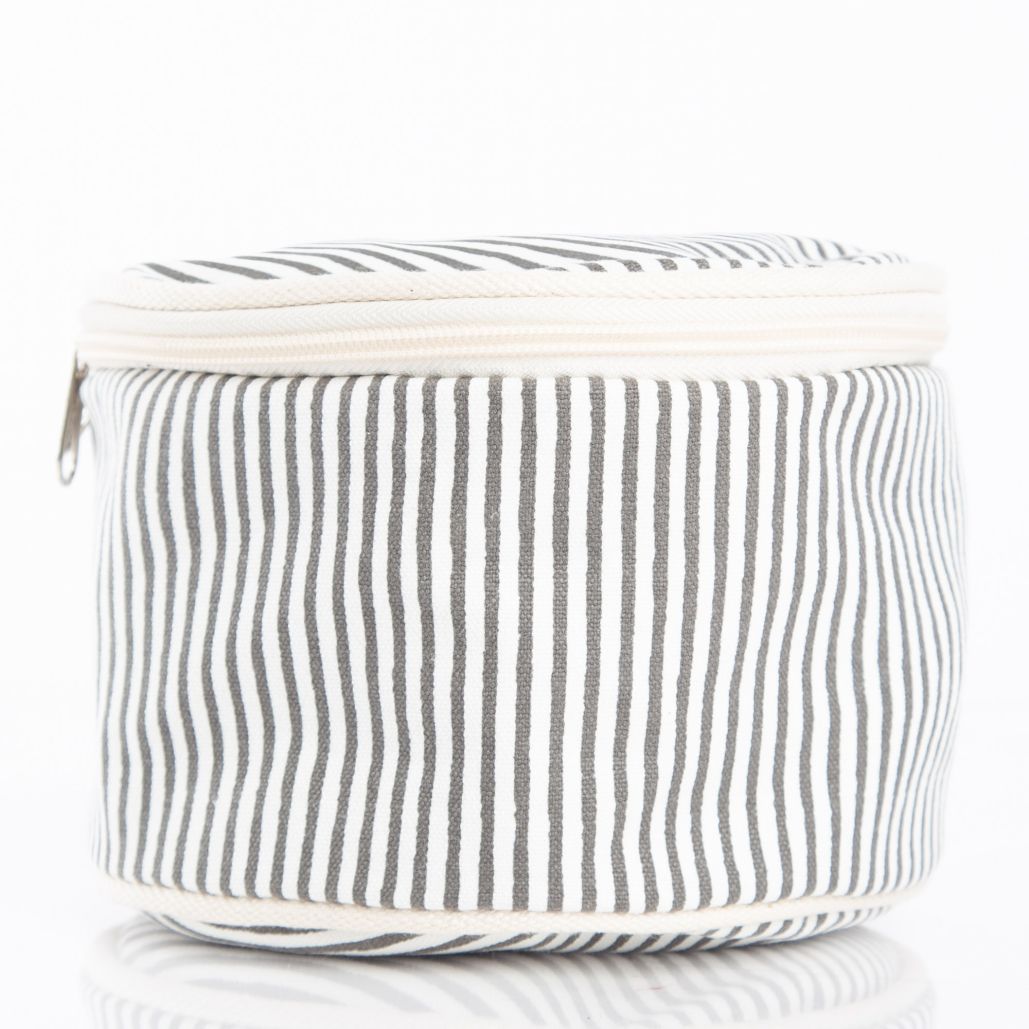 Round Striped Canvas Pouch