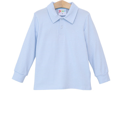 Michael Long Sleeve Polo - Light Blue Stripe