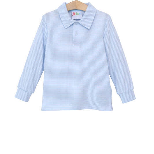 Michael Long Sleeve Polo - Light Blue Stripe