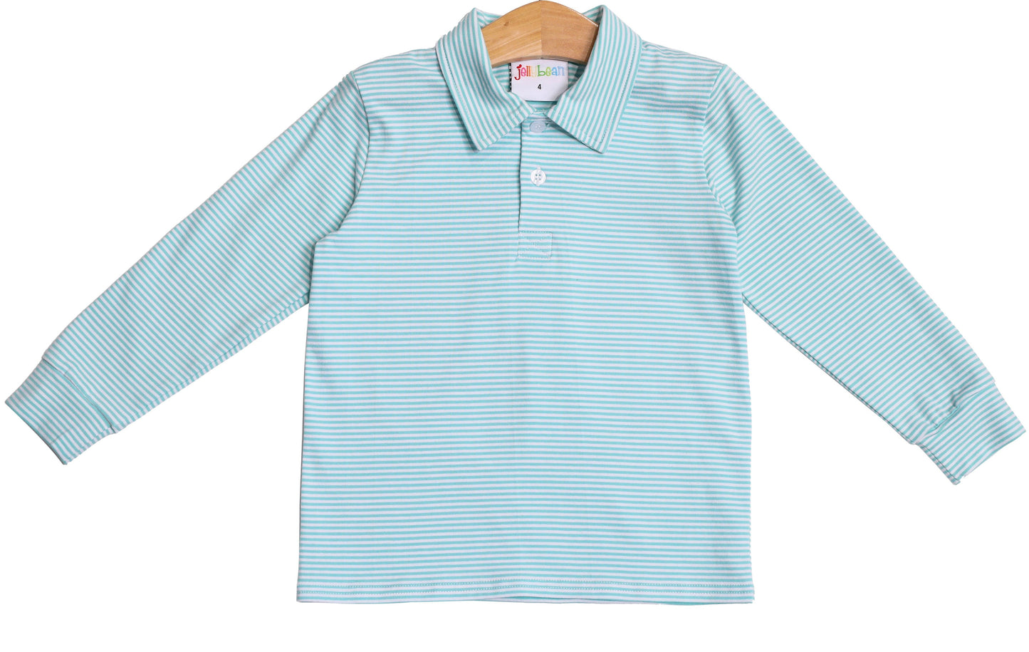 Michael Long Sleeve Polo - Mint Stripe