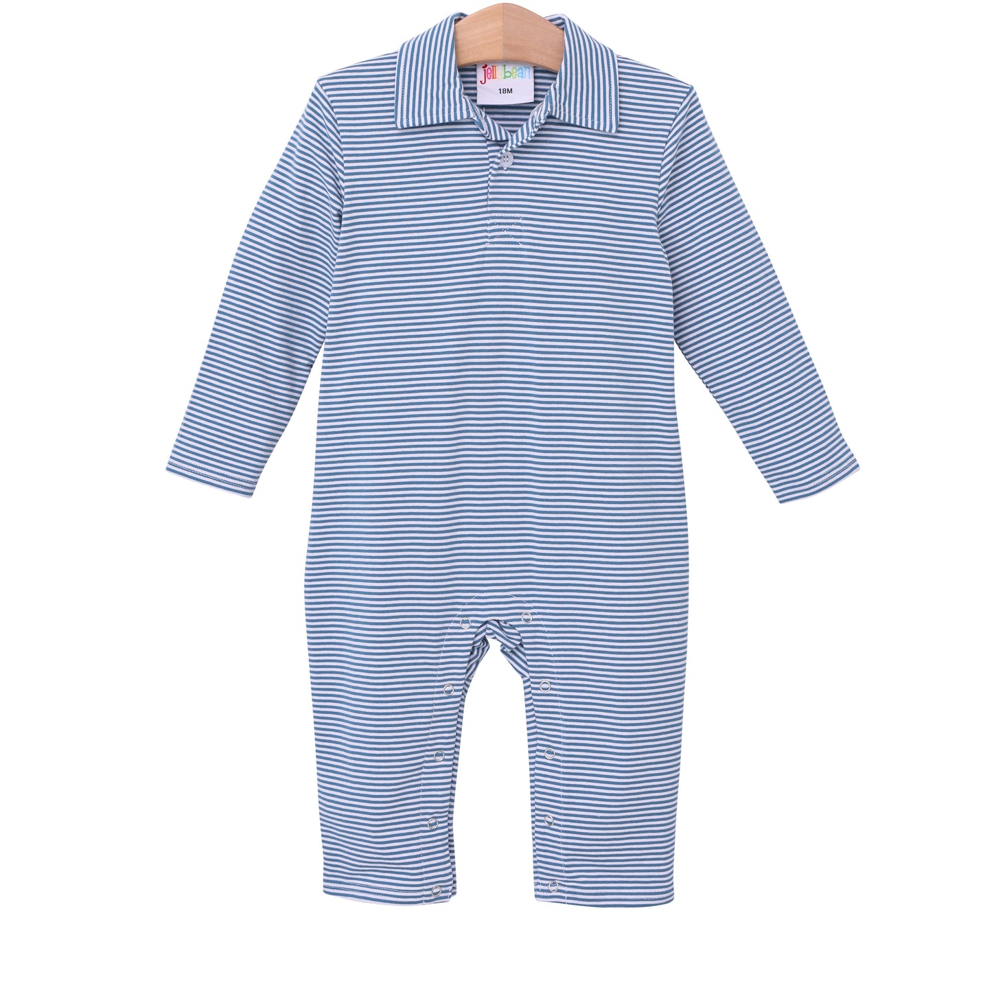 Michael Polo Romper - Dusty Blue Stripe