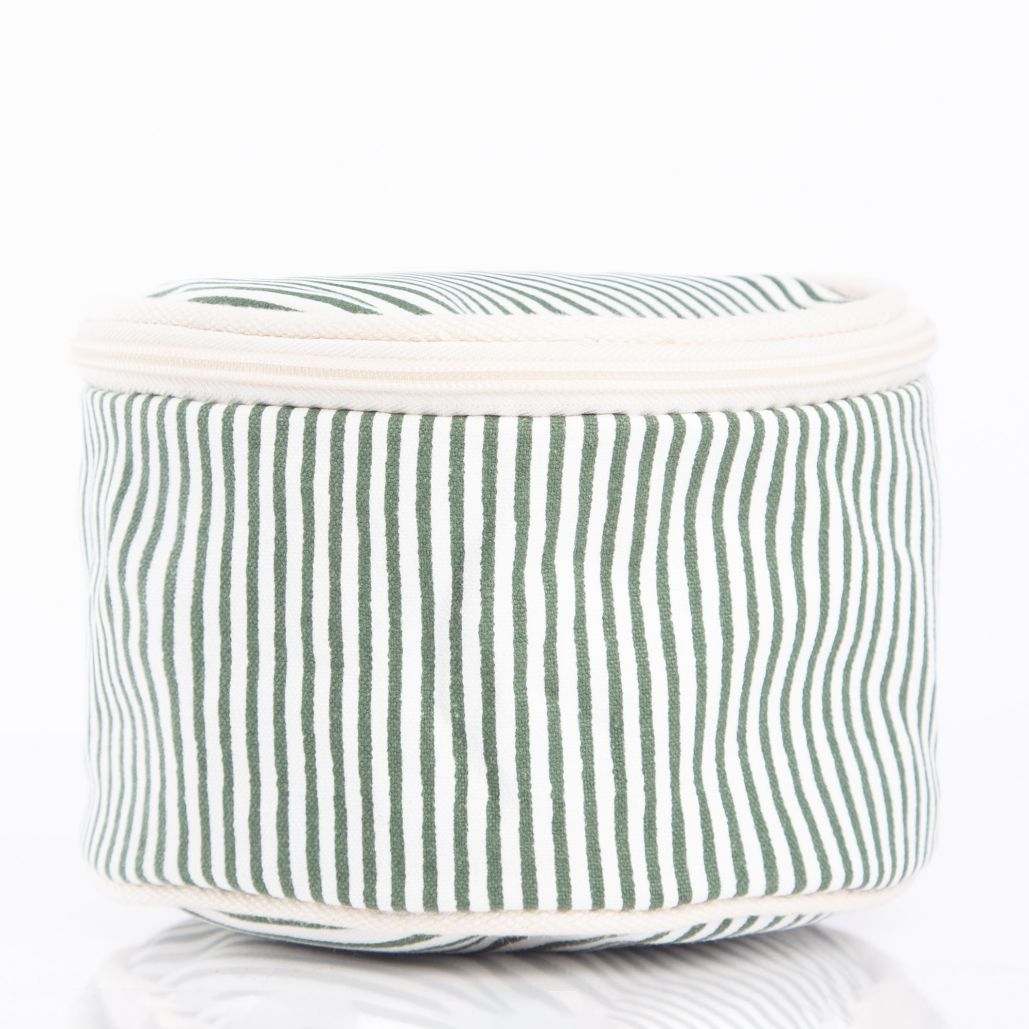 Round Striped Canvas Pouch