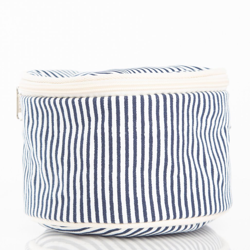 Round Striped Canvas Pouch