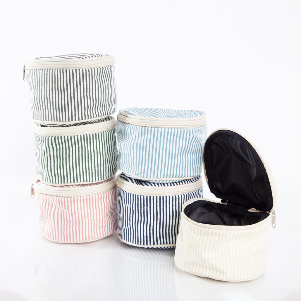 Round Striped Canvas Pouch